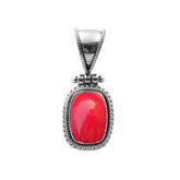 SP-8052-CR Sterling Silver Pendant With Coral Jewelry Bali Designs Inc